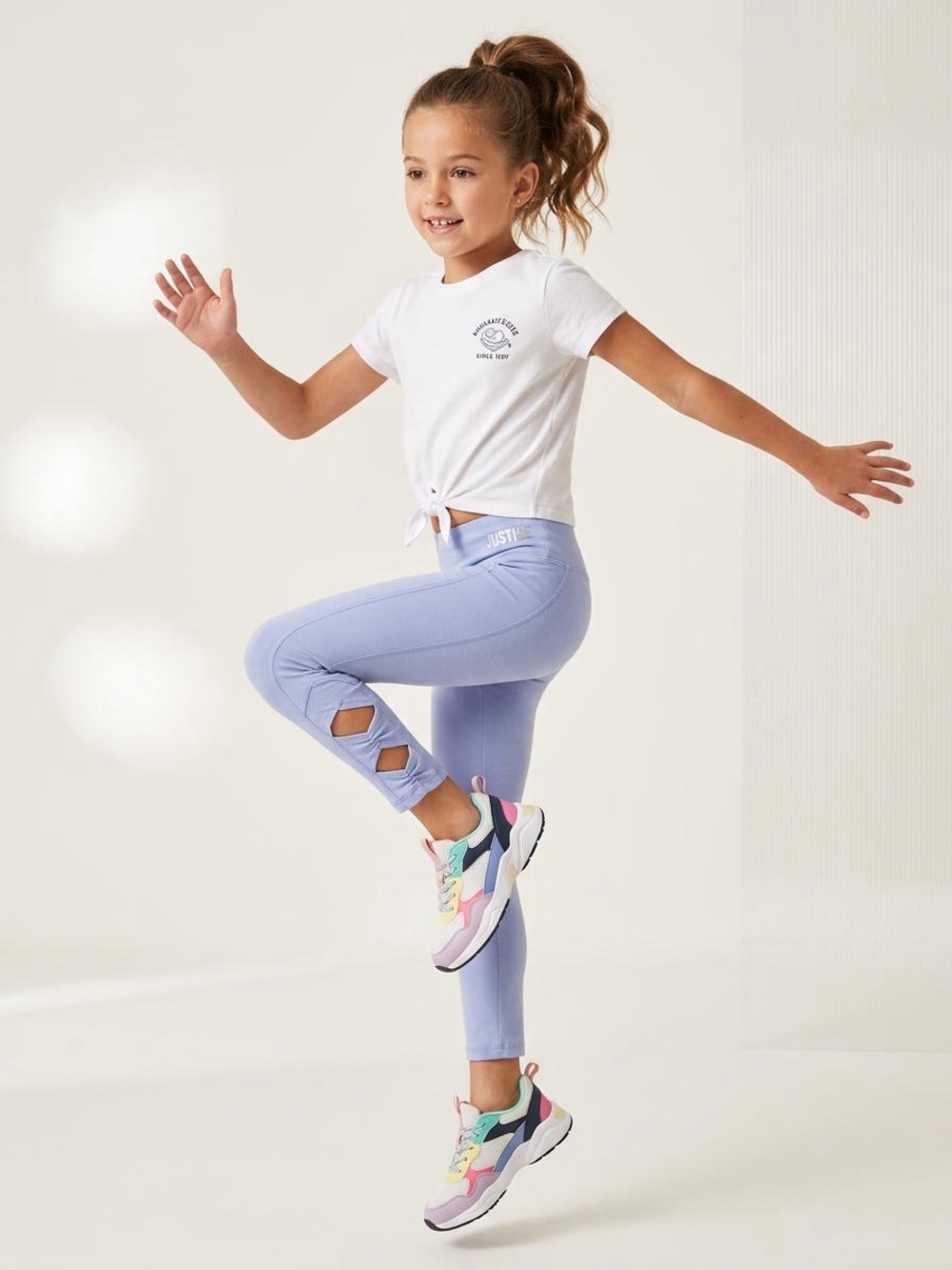 Justice Lavender Active Leggings with Calf Cutouts